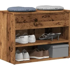 vidaXL Productos Del Hogar-Zapatero madera ingeniería madera envejecida 60x30x45 cm