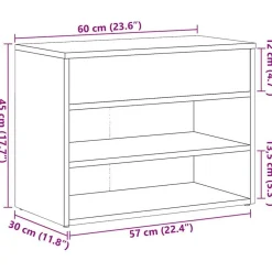vidaXL Productos Del Hogar-Zapatero madera ingeniería madera envejecida 60x30x45 cm