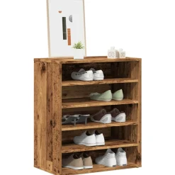 vidaXL Zapatero madera ingeniería madera envejecida 60x35x70 cm Madera antigua Outlet