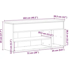 vidaXL Zapatero madera ingeniería 102x30,5x45 cm Roble artisan Discount