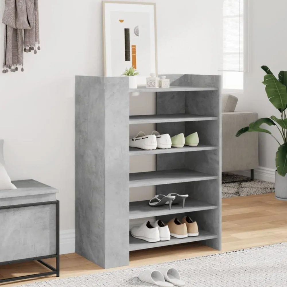vidaXL Productos Del Hogar-Zapatero madera ingeniería gris hormigón 74,5x37,5x100cm