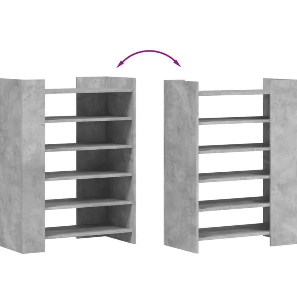vidaXL Productos Del Hogar-Zapatero madera ingeniería gris hormigón 74,5x37,5x100cm