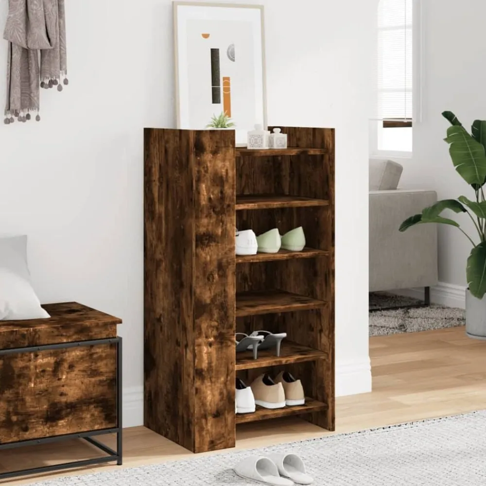 vidaXL Zapatero madera ingeniería roble ahumado 52x37,5x100 cm