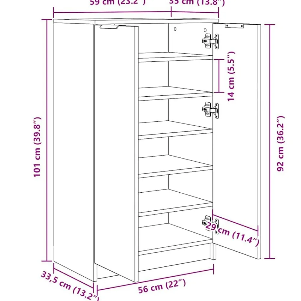 vidaXL Productos Del Hogar|Armarios Y Almacenamiento-Zapatero madera ingeniería roble artisian 59x35x100,5 cm