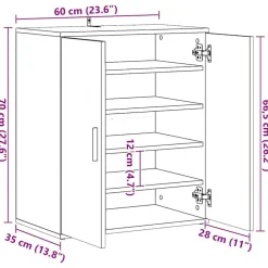 vidaXL Zapatero madera ingeniería madera envejecida 60x35x70 cm Madera antigua