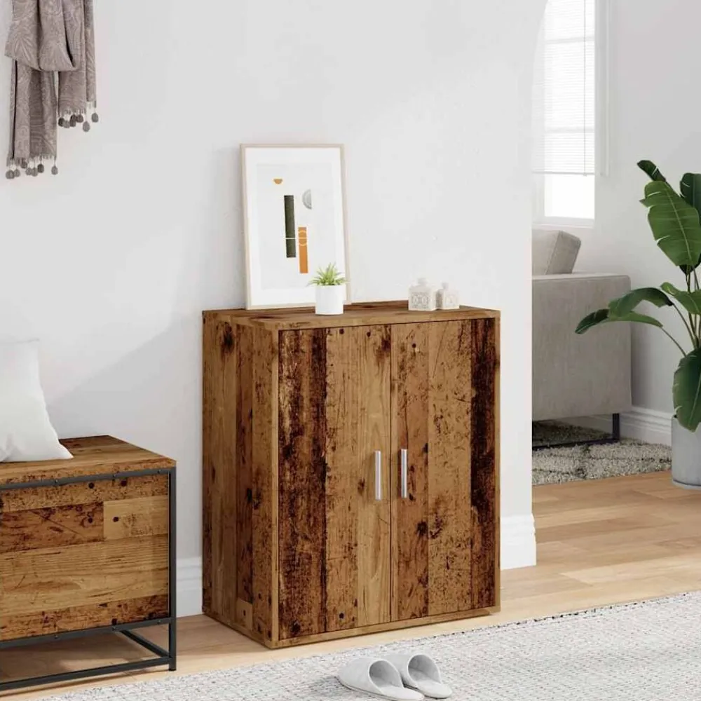 vidaXL Zapatero madera ingeniería madera envejecida 60x35x70 cm Madera antigua