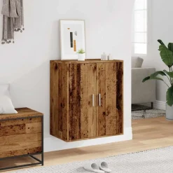 vidaXL Zapatero madera ingeniería madera envejecida 60x35x70 cm Madera antigua