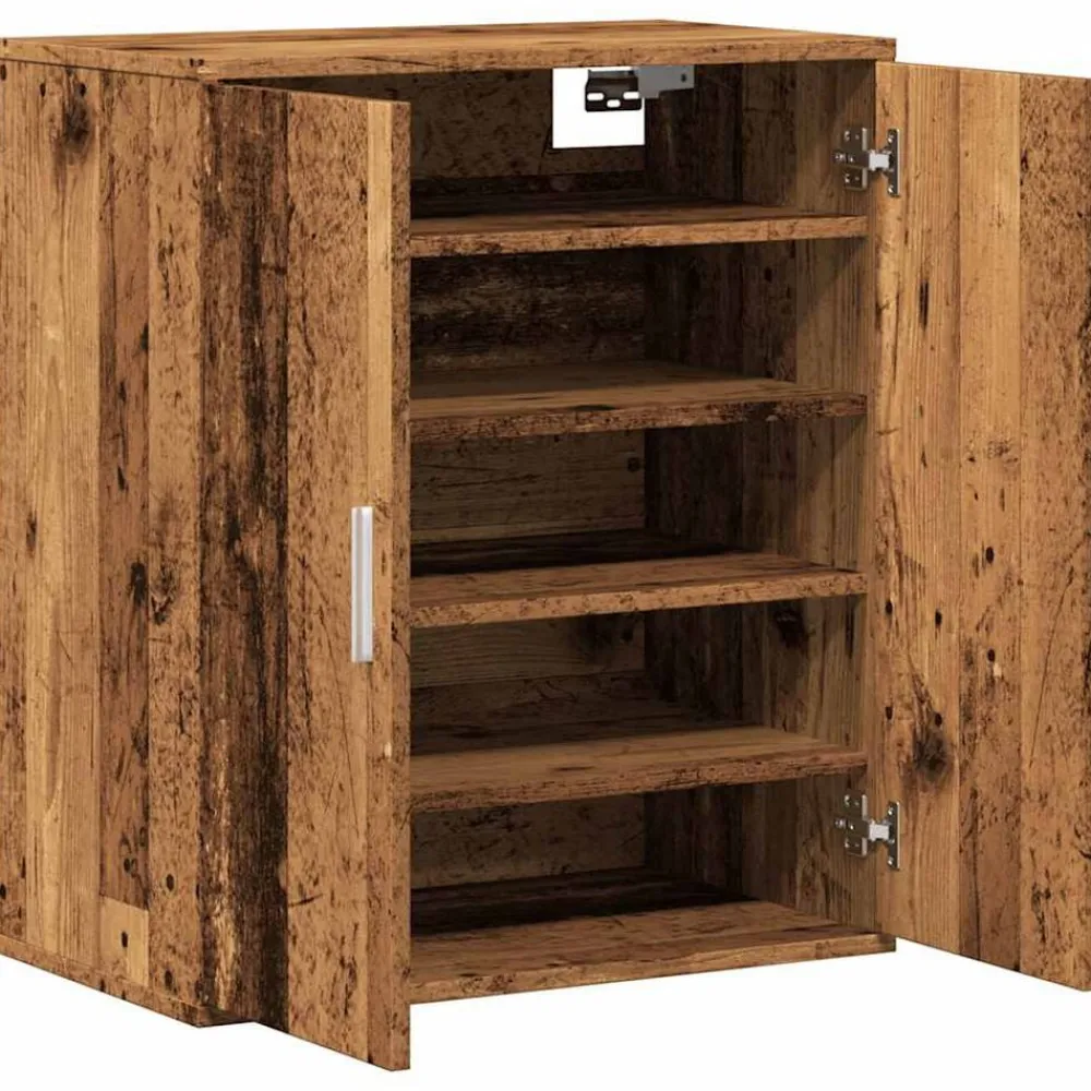 vidaXL Zapatero madera ingeniería madera envejecida 60x35x70 cm Madera antigua