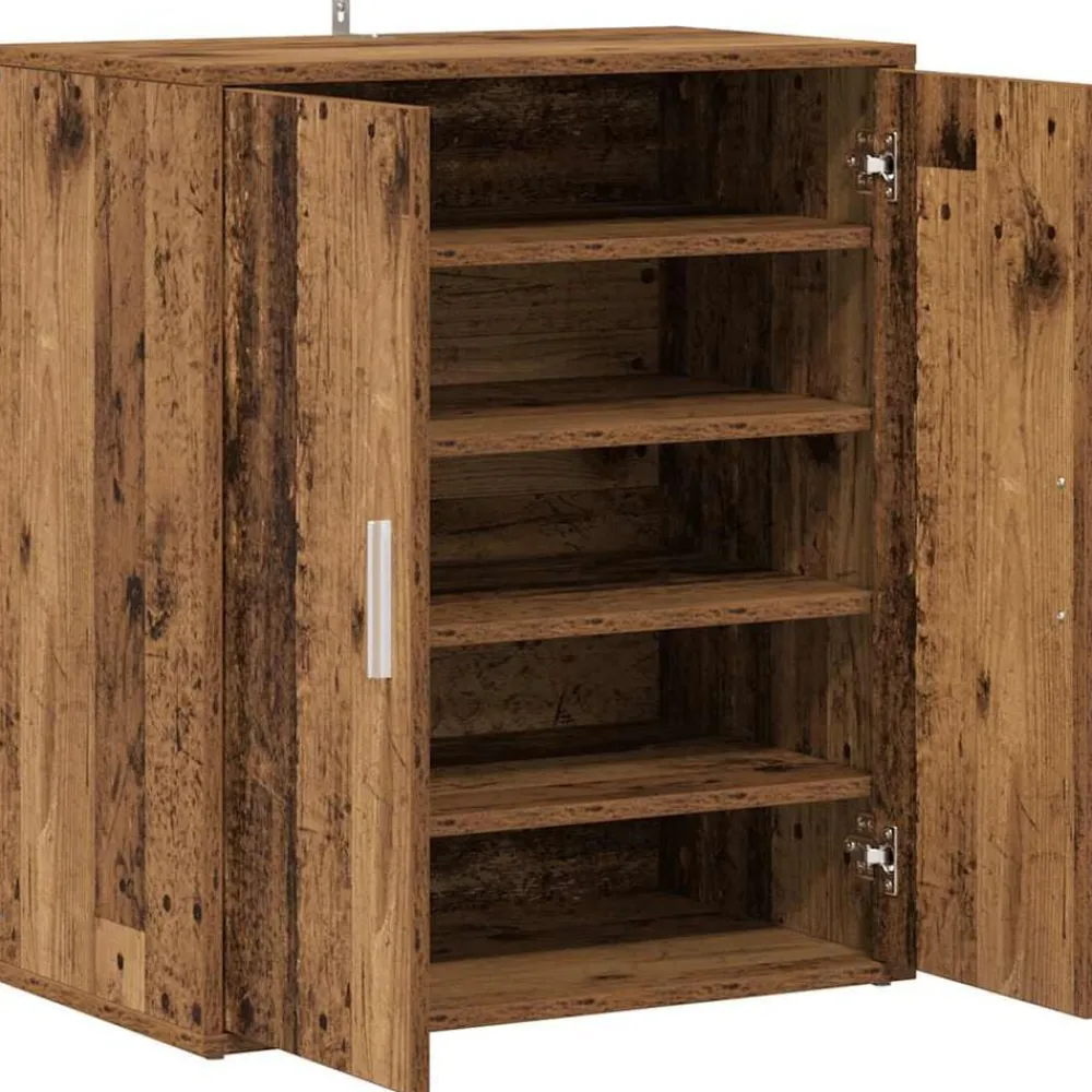 vidaXL Zapatero madera ingeniería madera envejecida 60x35x70 cm Madera antigua