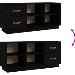 vidaXL Zapatero madera maciza de pino 100x34x45 cm Negro Online