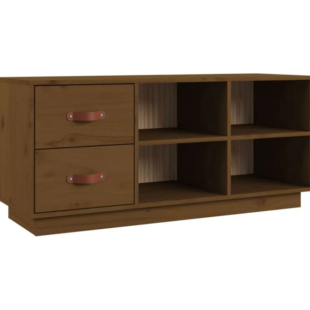 vidaXL Productos Del Hogar-Zapatero madera maciza de pino marrón miel 100x34x45 cm