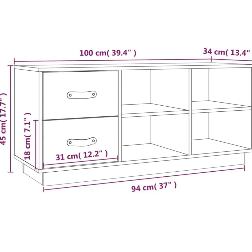 vidaXL Productos Del Hogar-Zapatero madera maciza de pino marrón miel 100x34x45 cm