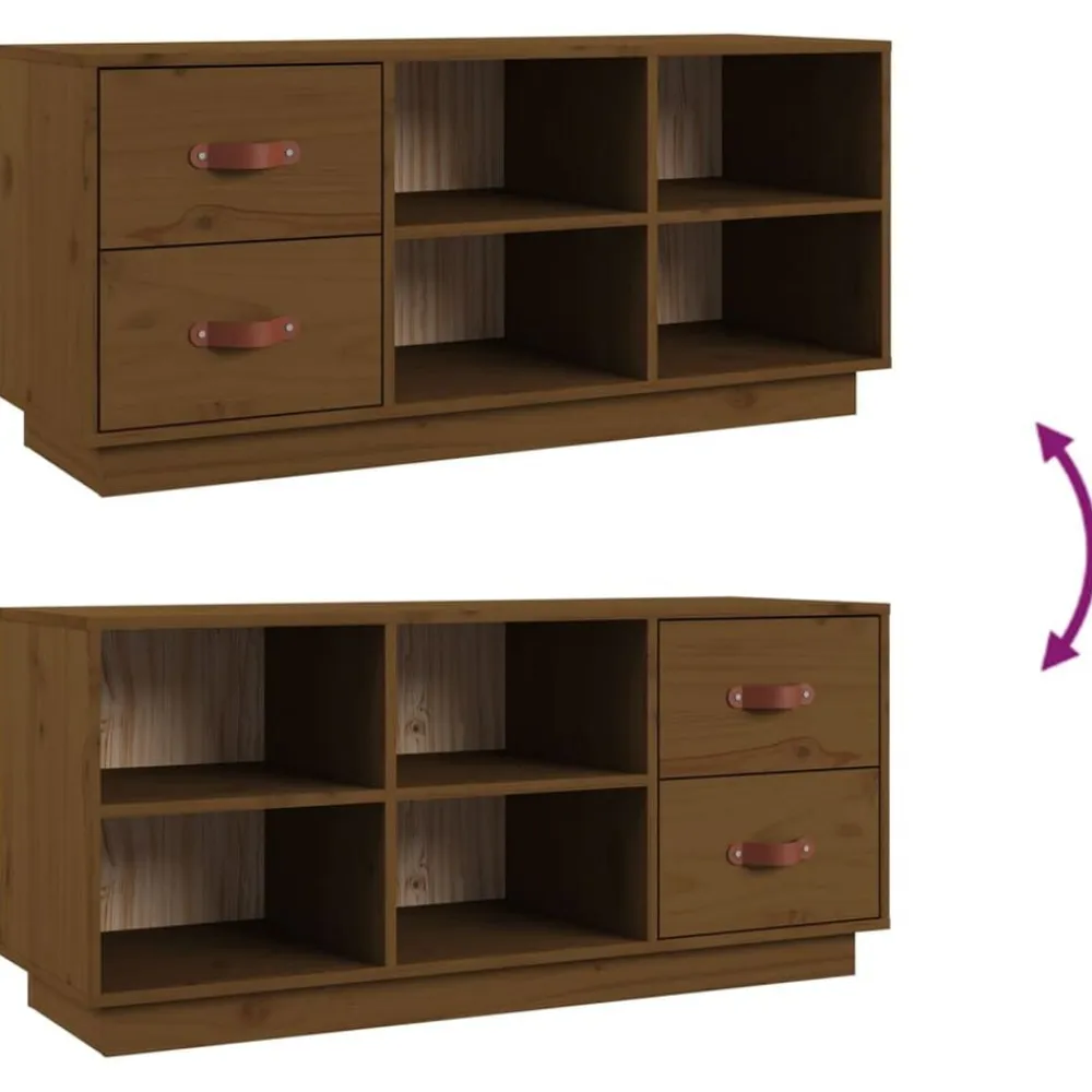 vidaXL Productos Del Hogar-Zapatero madera maciza de pino marrón miel 100x34x45 cm