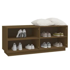 vidaXL Productos Del Hogar-Zapatero madera maciza de pino marrón miel 110x34x45 cm