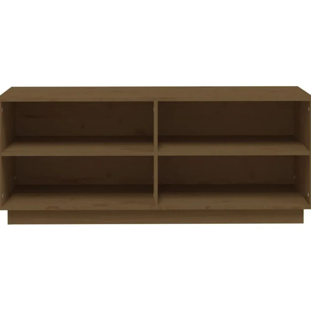 vidaXL Productos Del Hogar-Zapatero madera maciza de pino marrón miel 110x34x45 cm
