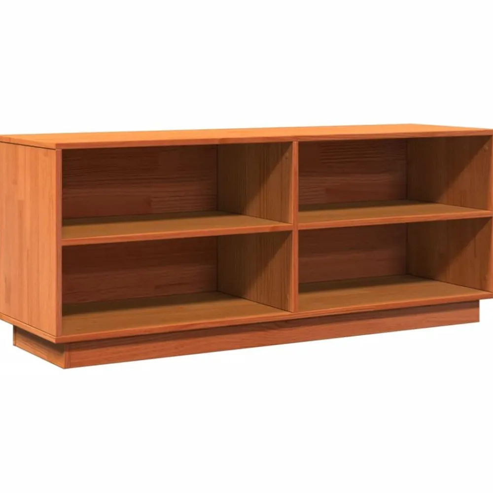 vidaXL Zapatero madera maciza de pino marrón cera 110x34x45 cm Marrón cera Online