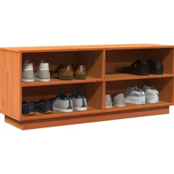 vidaXL Zapatero madera maciza de pino marrón cera 110x34x45 cm Marrón cera Online