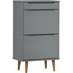 vidaXL Zapatero MOLDE madera maciza de pino 59,5x35x103 cm Gris Best