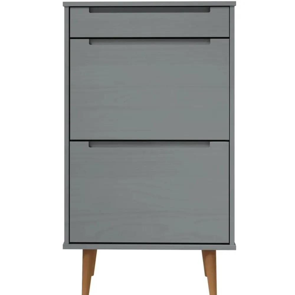 vidaXL Zapatero MOLDE madera maciza de pino 59,5x35x103 cm Gris Best