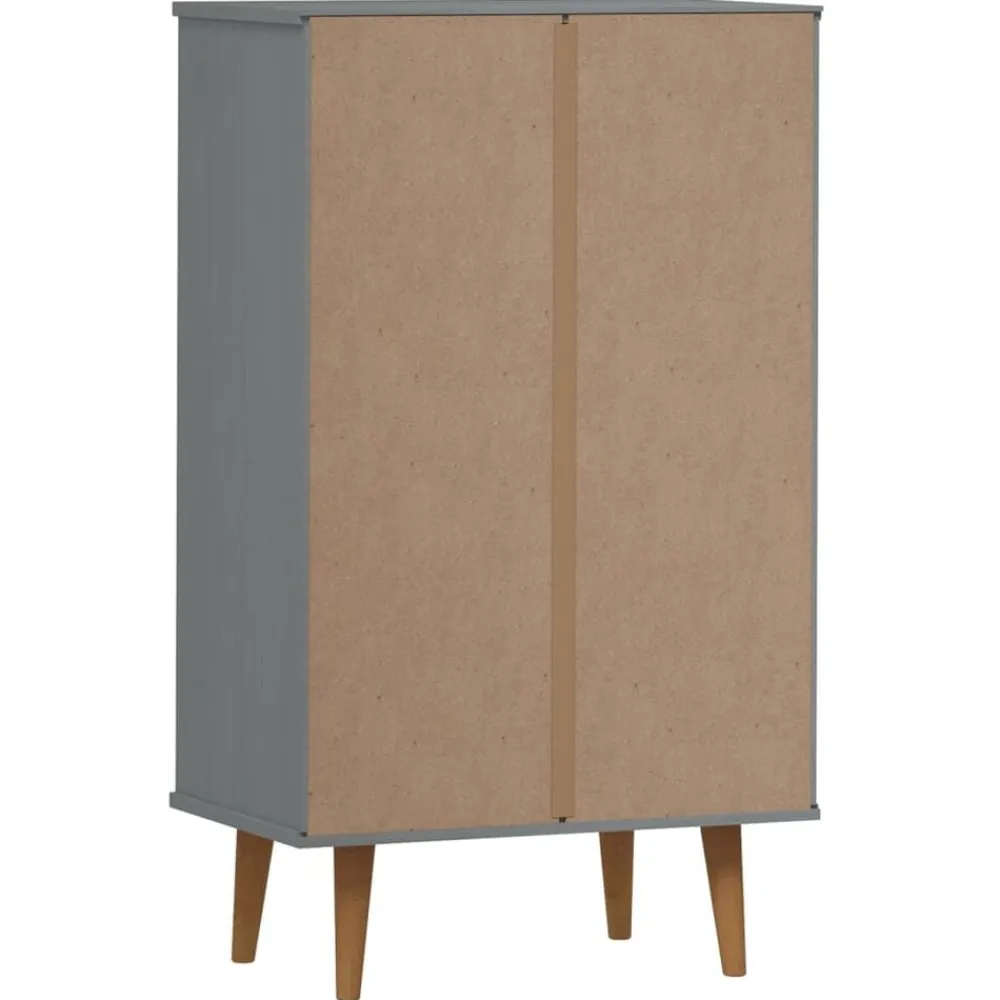 vidaXL Zapatero MOLDE madera maciza de pino 59,5x35x103 cm Gris Best