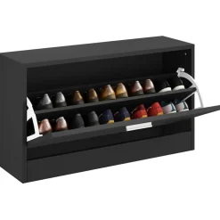vidaXL Zapatero 80x24x45 cm madera de ingeniería Negro Outlet