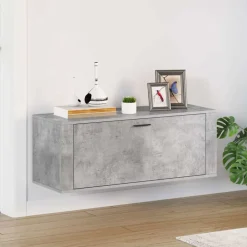 vidaXL Productos Del Hogar-Zapatero pared contrachapada gris hormigón 100x35x38 cm
