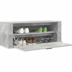 vidaXL Productos Del Hogar-Zapatero pared contrachapada gris hormigón 100x35x38 cm