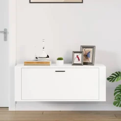 vidaXL Zapatero pared madera contrachapada 100x35x38 cm Blanco New