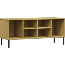 vidaXL Productos Del Hogar-Zapatero patas de metal OSLO madera maciza marrón 106x35x45 cm
