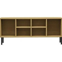 vidaXL Productos Del Hogar-Zapatero patas de metal OSLO madera maciza marrón 106x35x45 cm