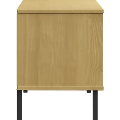 vidaXL Productos Del Hogar-Zapatero patas de metal OSLO madera maciza marrón 106x35x45 cm