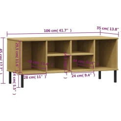 vidaXL Productos Del Hogar-Zapatero patas de metal OSLO madera maciza marrón 106x35x45 cm