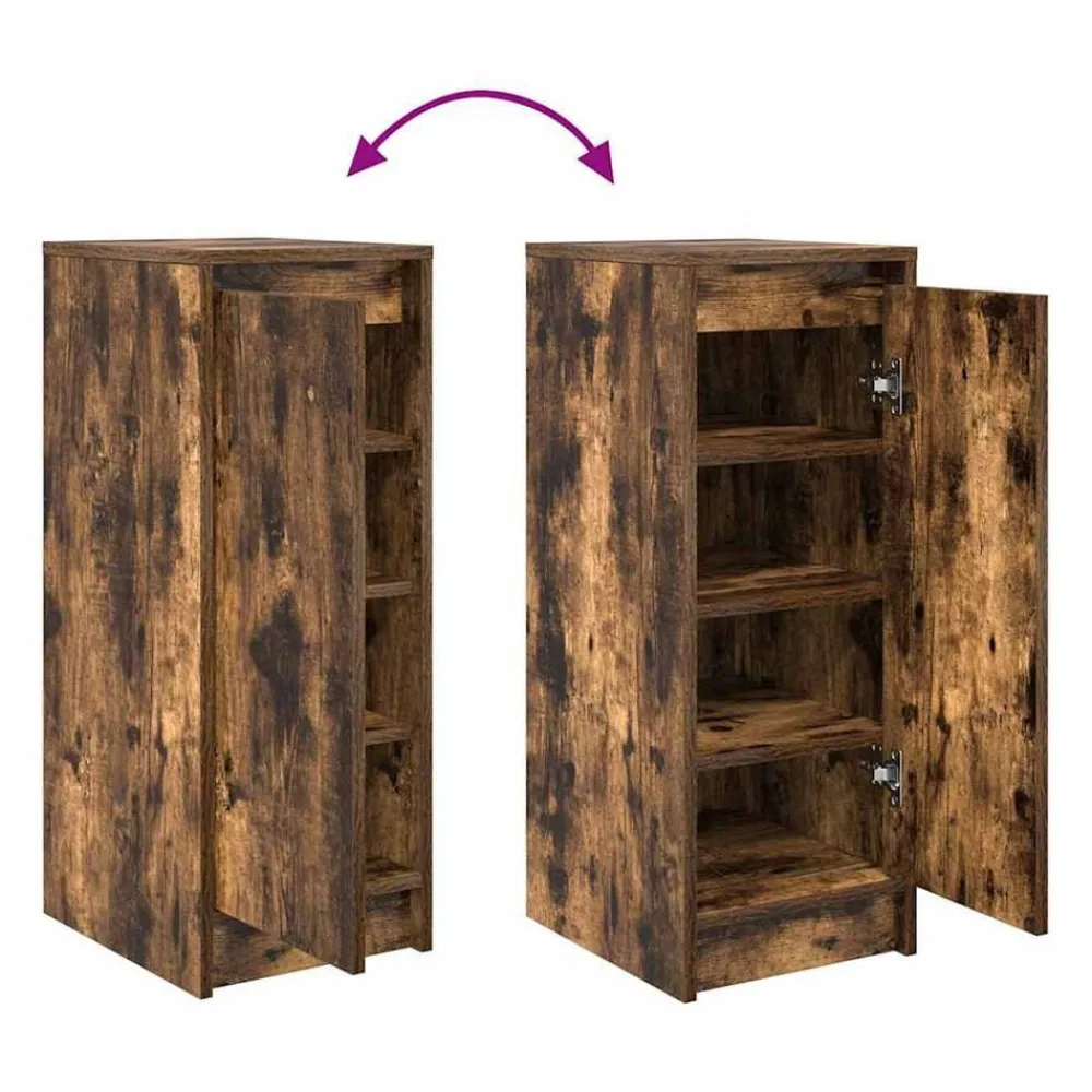 vidaXL Zapatero 29,5x34x76 cm Madera de ingeniería Roble ahumado Online