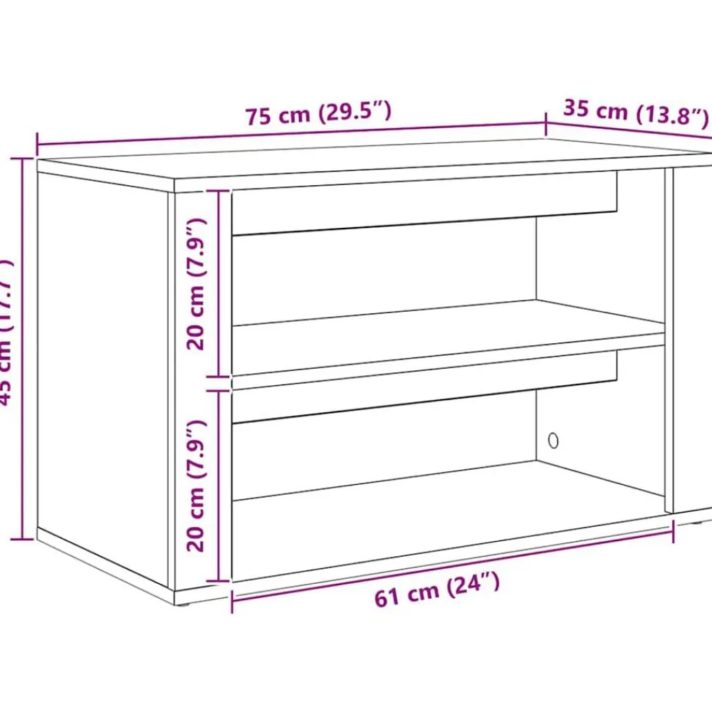 vidaXL Productos Del Hogar-Zapatero 75 x 35 x 45 cm Madera contrachapada