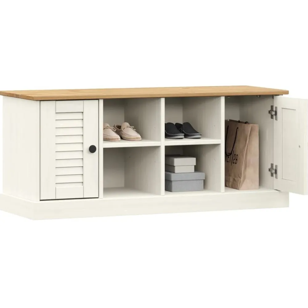 vidaXL Zapatero VIGO madera maciza de pino 106x35x45 cm Blanco Outlet