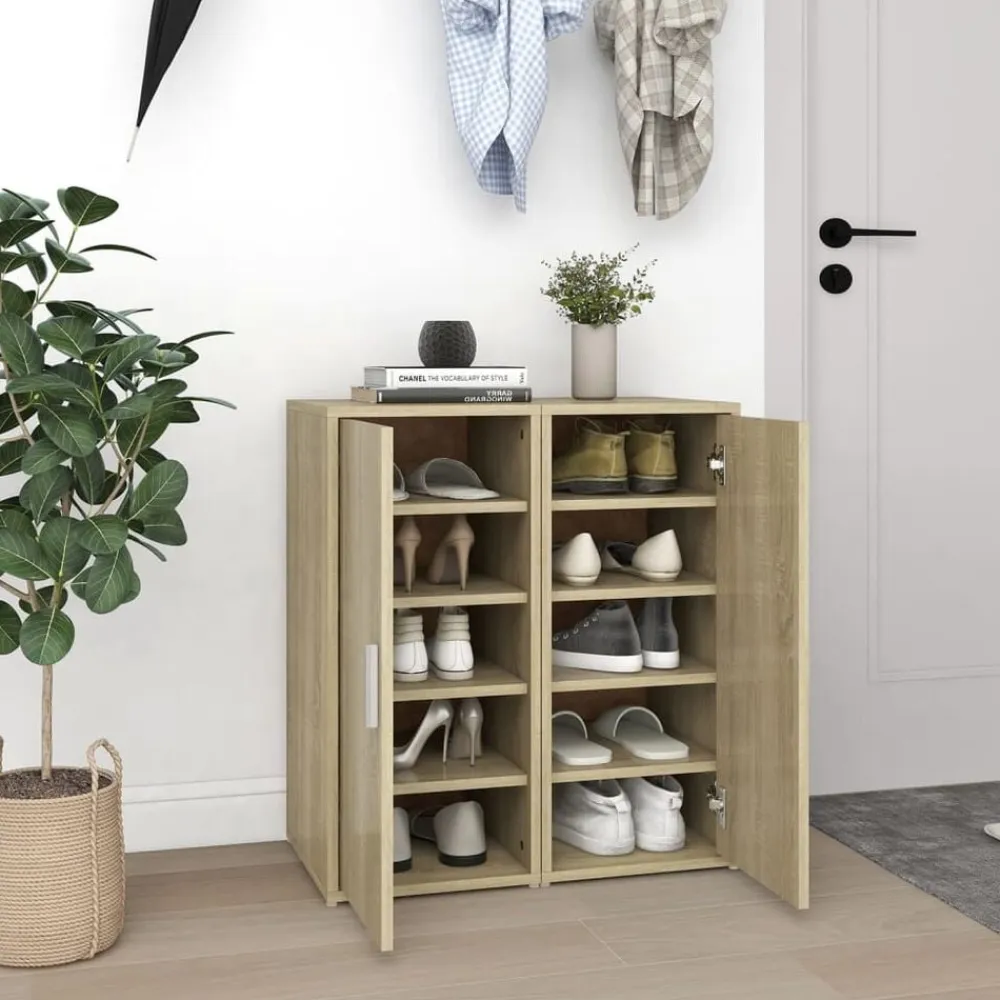 vidaXL Zapateros 2 uds contrachapado 32x35x70 cm Roble Sonoma Outlet