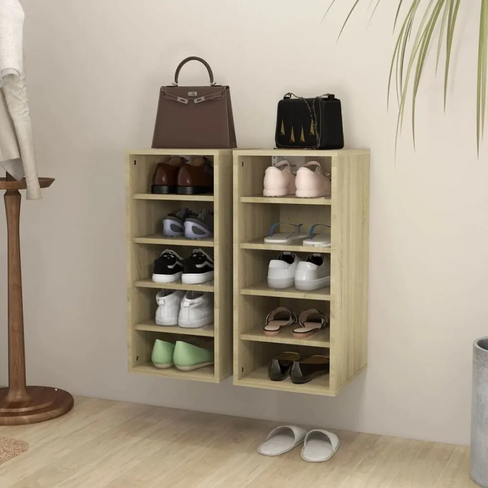 vidaXL Zapateros 2 uds contrachapado 31,5x35x70cm Roble Sonoma Best