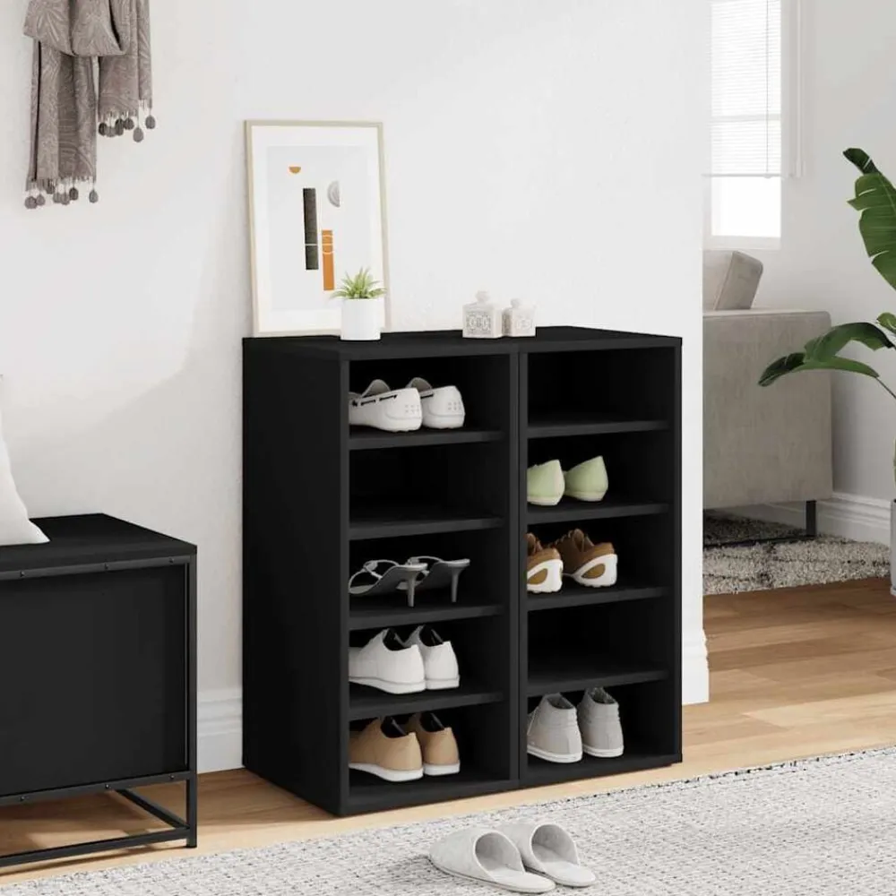 vidaXL Zapateros 2 uds madera contrachapada 31,5x35x70cm Negro Discount