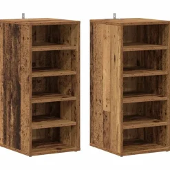 vidaXL Zapateros 2 uds madera ingeniería envejecida 32x35x70cm Madera antigua Outlet