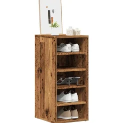 vidaXL Zapateros 2 uds madera ingeniería envejecida 32x35x70cm Madera antigua Outlet