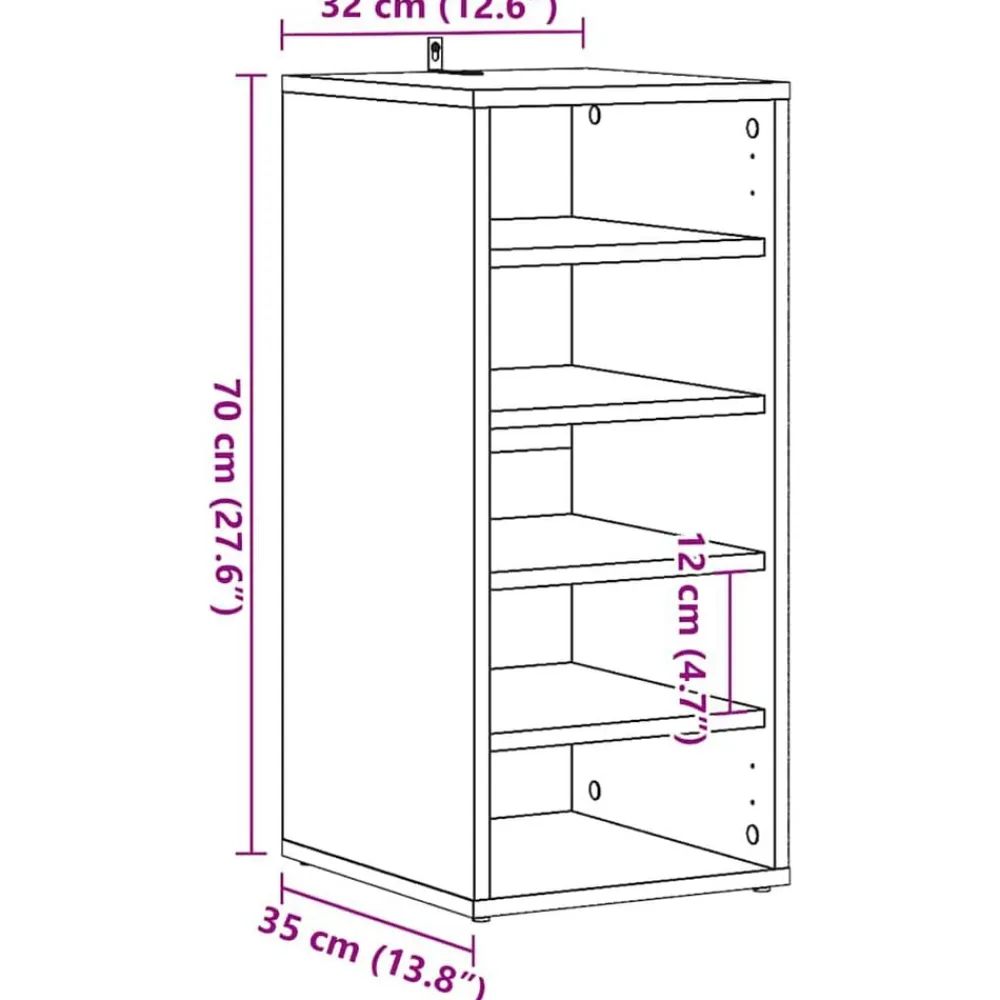 vidaXL Zapateros 2 uds madera ingeniería envejecida 32x35x70cm Madera antigua Outlet
