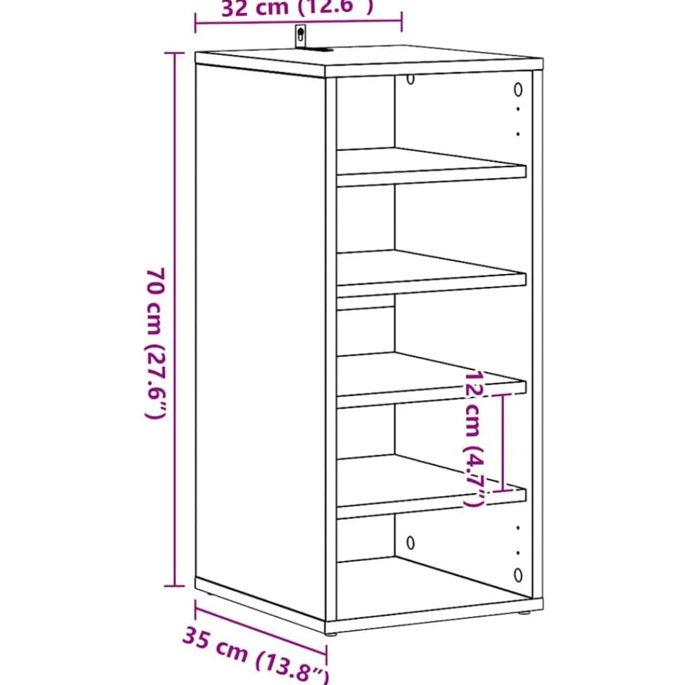 vidaXL Zapateros 2 uds madera ingeniería envejecida 32x35x70cm Madera antigua Outlet
