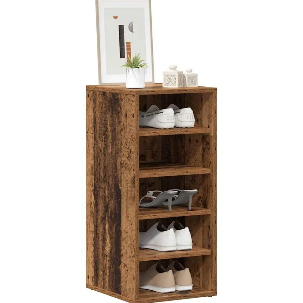 vidaXL Zapateros 2 uds madera ingeniería envejecida 32x35x70cm Madera antigua Outlet