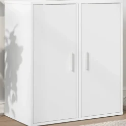 vidaXL Zapateros 2 uds madera contrachapada 32x35x70 cm Blanco Discount